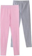 👧 noomelfish girls 2-pack classic cotton leggings - full length (ages 2-12) logo