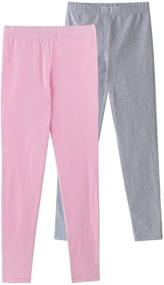 img 4 attached to 👧 Noomelfish Girls 2-Pack Classic Cotton Leggings - Full Length (Ages 2-12)