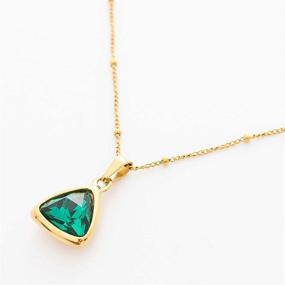 img 1 attached to 💚 18K Gold Plated Green Crystal Pendant Necklace Jewelry for Women and Girls…