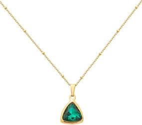 img 3 attached to 💚 18K Gold Plated Green Crystal Pendant Necklace Jewelry for Women and Girls…