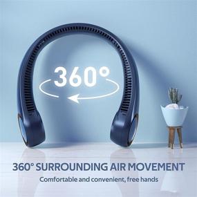 img 3 attached to 🌬️ PenKou Hands-Free Bladeless Neck Fan - Portable 360° Cooling, 3 Speeds, Super Quiet & Fast Cooling - USB Rechargeable Personal Fan (Blue)