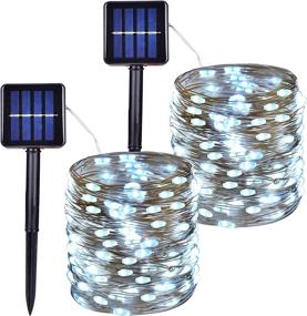 img 4 attached to Solar String Lights Outdoor Halloween Decorations Waterproof 100-LED Copper Wire Fairy Lights 8 Modes