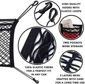 img 3 attached to Tonruy Car Pet Barrier and Safety Mesh Organizer - Dog Car Net Barrier, Auto Safety Divider for Children and Pets