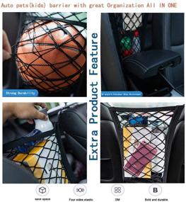 img 2 attached to Tonruy Car Pet Barrier and Safety Mesh Organizer - Dog Car Net Barrier, Auto Safety Divider for Children and Pets