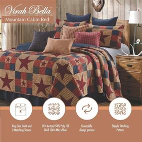 img 3 attached to 🏔️ Virah Bella King Size Quilt Bedding Set - Mountain Cabin Red Lightweight Reversible Quilt with Matching Pillow Shams - Cozy Lodge-Themed Bedding for a Beautiful Bedroom