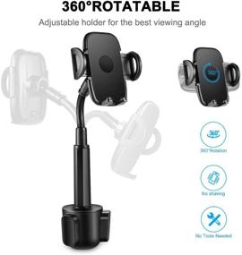 img 2 attached to 🚗 Convenient Car Cup Holder Phone Mount for iPhone XR/Xs/XS Max, Samsung Galaxy, Huawei & More - Adjustable Gooseneck & Portable Design in Black