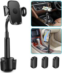 img 4 attached to 🚗 Convenient Car Cup Holder Phone Mount for iPhone XR/Xs/XS Max, Samsung Galaxy, Huawei & More - Adjustable Gooseneck & Portable Design in Black