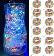 🔮 12 pack led fairy lights - waterproof battery operated string lights with silver wire - 6.6ft 20 mini led fairy string lights for diy christmas festival wedding party bedroom decor in mutilcolor логотип