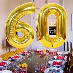 img 3 attached to 🎉 60th Wedding Anniversary Gold Party Supplies - Fvviia Gold Number Balloons 60, Foil Gold Balloons Number 60, 40 Inch Gold Confetti Balloons, 5 Extra Gold Confetti Balloons, 60th Gold Balloon Decor