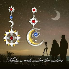 img 2 attached to 🌞 Sterling Silver Sun and Moon Drop Earrings: Exquisite Cubic Zirconia Jewelry Gift for Women and Girls by PYTALI