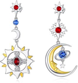 img 4 attached to 🌞 Sterling Silver Sun and Moon Drop Earrings: Exquisite Cubic Zirconia Jewelry Gift for Women and Girls by PYTALI