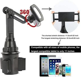 img 3 attached to 📱 HT HOOKTHER Cup Holder Phone Mount - Adjustable Height & 360° Rotating Gooseneck Car Cup Phone Holder - Universal Black, Compatible with iPhone, Samsung, iPad, Tablet (3.5"-9.7") - Enhanced SEO