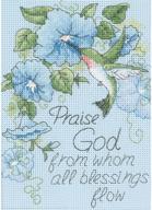 🕊️ dimensions 'hummingbirds and morning glories' cross stitch kit - religious theme, 14 count light blue aida, 5" x 7 logo