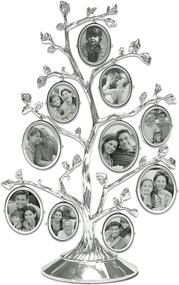 img 4 attached to MIMOSA MOMENTS Silver Family Tree Picture Frame Stand: Showcase Precious Memories with 10 Hanging Photo Frames - Medium Metal Tree 6.8 X 10