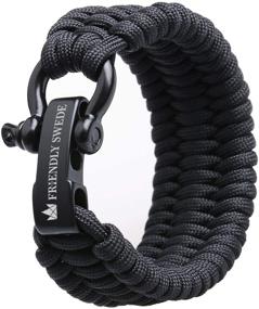 img 4 attached to 🦾 The Friendly Swede Trilobite Extra Beefy 550 lb Paracord Survival Bracelet: Ultimate Strength with Stainless Steel Black Bow Shackle, 3 Adjustable Sizes