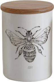 img 3 attached to 🐝 White Stoneware Bee Image Jar with Bamboo Lid by Creative Co-Op