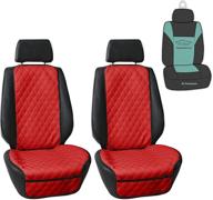 🔴 fh group pu faux leather luxury diamond design front car seat protectors with airbag compatibility and gift - universal fit for cars, trucks, and suvs in red logo