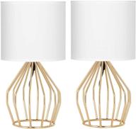 💡 haitral modern minimalist gold table lamps set of 2 - farmhouse nightstand lamps with hollowed out base and white fabric shade, small bedside lamps for bedrooms, girls room, ideal gifts логотип