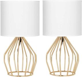 img 3 attached to 💡 HAITRAL Modern Minimalist Gold Table Lamps Set of 2 - Farmhouse Nightstand Lamps with Hollowed Out Base and White Fabric Shade, Small Bedside Lamps for Bedrooms, Girls Room, Ideal Gifts