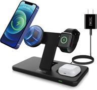 foval magnetic wireless charging station with strong magnets for iphone 13, 12, pro, pro max, mini - 3 in 1 fast charging dock for iwatch/airpods - includes qc3.0 adapter logo