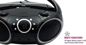 img 2 attached to 🎵 SINGING WOOD 030C Portable CD Player: AM FM Analog Tuning, Aux Line in, Headphone Jack, Foldable Carrying Handle - Black with Grey Rims