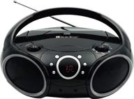 🎵 singing wood 030c portable cd player: am fm analog tuning, aux line in, headphone jack, foldable carrying handle - black with grey rims logo
