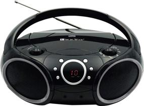 img 4 attached to 🎵 SINGING WOOD 030C Portable CD Player: AM FM Analog Tuning, Aux Line in, Headphone Jack, Foldable Carrying Handle - Black with Grey Rims