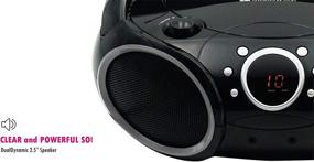 img 3 attached to 🎵 SINGING WOOD 030C Portable CD Player: AM FM Analog Tuning, Aux Line in, Headphone Jack, Foldable Carrying Handle - Black with Grey Rims