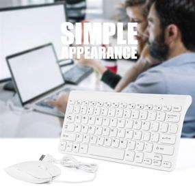 img 2 attached to 💻 Ultra-Thin Mini Wired Keyboard and Mouse Combo - Compact, Lightweight Design, USB Keyboard and Optical Mouse Set for PC Laptop (White)