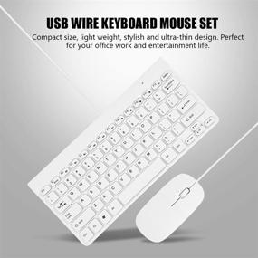 img 3 attached to 💻 Ultra-Thin Mini Wired Keyboard and Mouse Combo - Compact, Lightweight Design, USB Keyboard and Optical Mouse Set for PC Laptop (White)