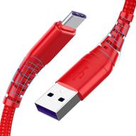 🔴 essri 2pack 1ft короткий usb c кабель: быстрая зарядка нейлоновым плетеным шнуром для samsung galaxy s9 s8 note 9 note 8, красный логотип