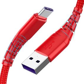 img 4 attached to 🔴 Essri 2Pack 1ft Короткий USB C Кабель: Быстрая Зарядка Нейлоновым Плетеным Шнуром для Samsung Galaxy S9 S8 Note 9 Note 8, Красный