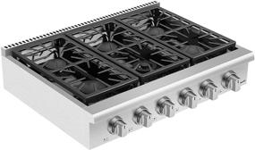 img 3 attached to Empava 36-inch Slide-in Natural Gas Rangetop: 6 Deep Recessed Sealed Ultra High-Low Burners with Heavy Duty Continuous Grates in Stainless Steel - White, 36 Inch