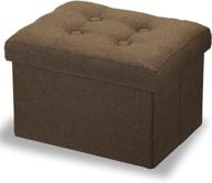 🪑 16-inch small storage ottoman stool footrest under desk stool short ottoman folding linen cloth brown by linmagco logo