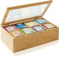 bamboo tea bag storage chest - casafield organizer with clear acrylic hinged lid logo