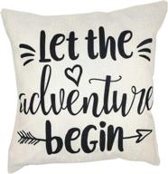 🏕️ arundeal decorative throw pillow case cover, 18 x 18 inches - let the adventure begin - perfect for camping & camper decor logo