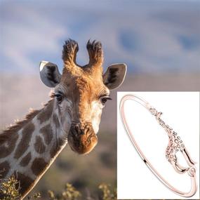 img 1 attached to Stylish Giraffe Bangle Bracelet - 🦒 Fashionable Animal Jewelry for Women and Girls