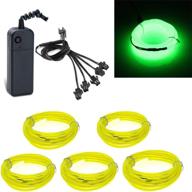 🌟 fluorescent green el wire pack: portable, high brightness & 3 light modes for xmas parties, weddings, and pubs - battery powered electroluminescent wire (5x1meter) logo