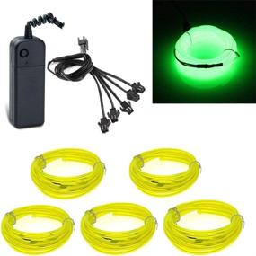 img 4 attached to 🌟 Fluorescent Green EL Wire Pack: Portable, High Brightness & 3 Light Modes for Xmas Parties, Weddings, and Pubs - Battery Powered Electroluminescent Wire (5x1meter)