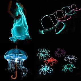 img 3 attached to 🌟 Fluorescent Green EL Wire Pack: Portable, High Brightness & 3 Light Modes for Xmas Parties, Weddings, and Pubs - Battery Powered Electroluminescent Wire (5x1meter)