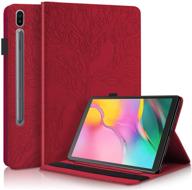 📱 pefcase samsung galaxy tab s7 11 inch case 2020 sm-t870/875 slim premium pu leather folio stand cover shell with pencil holder card pocket elastic belt - red logo