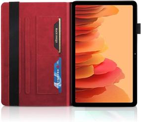 img 2 attached to 📱 Pefcase Samsung Galaxy Tab S7 11 inch Case 2020 SM-T870/875 Slim Premium PU Leather Folio Stand Cover Shell with Pencil Holder Card Pocket Elastic Belt - Red