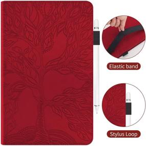 img 1 attached to 📱 Pefcase Samsung Galaxy Tab S7 11 inch Case 2020 SM-T870/875 Slim Premium PU Leather Folio Stand Cover Shell with Pencil Holder Card Pocket Elastic Belt - Red