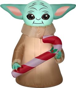 img 3 attached to Star Wars Mandalorian The Child Yoda Inflatable with Candy Cane - 4.5 Feet Tall, Lights Up, includes 2 Bonus Repair Patch Kits