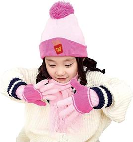 img 3 attached to Warm Winter Knit Hat, Scarf, and Gloves Set - Unisex 3-Piece Beanie Caps Set for Boys and Girls