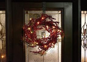 img 2 attached to 🎄 Red Co. 22” Light-Up Christmas Wreath: Festive Red Cranberries & Timed LED Lights