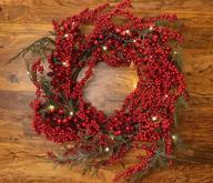 🎄 red co. 22” light-up christmas wreath: festive red cranberries & timed led lights logo