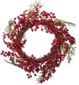 img 3 attached to 🎄 Red Co. 22” Light-Up Christmas Wreath: Festive Red Cranberries & Timed LED Lights