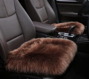 img 3 attached to Sisha-A Wholehide Sheepskin Seat Cover Soft Natural Long Wool Car Seat Cushion 18Inches X 18Inches Chair Seat Pad (Chocolate)