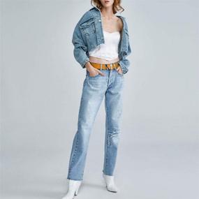 img 3 attached to Women Jeans，Leather Silver Letter Buckle Women's Accessories